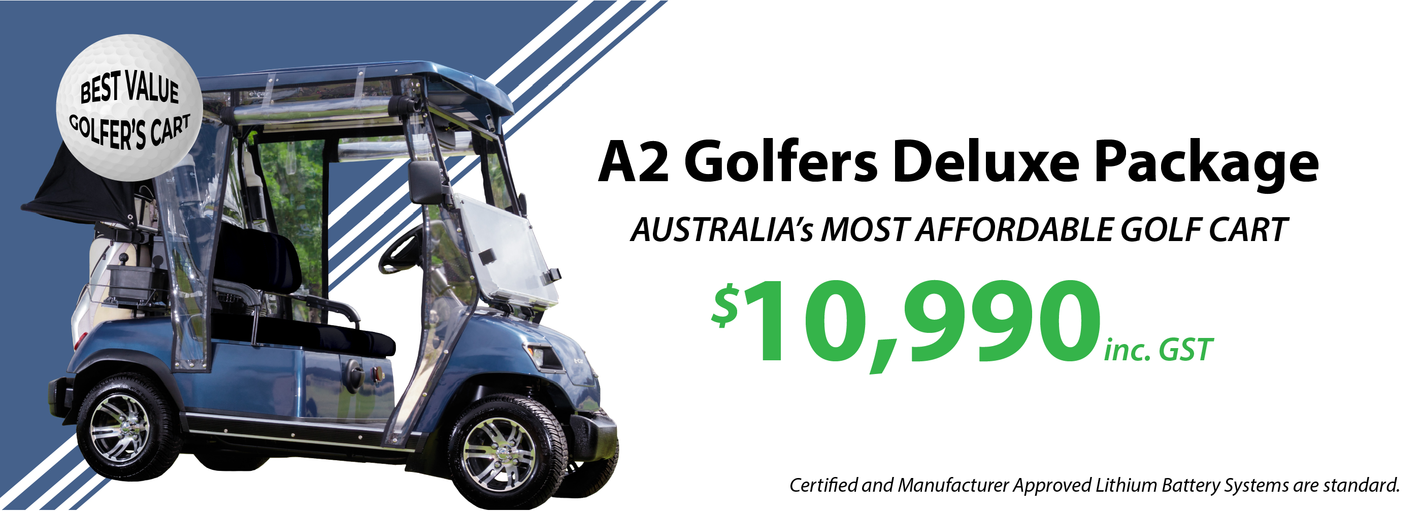 ECAR A2 Golfers Deluxe Package Golf Cart
